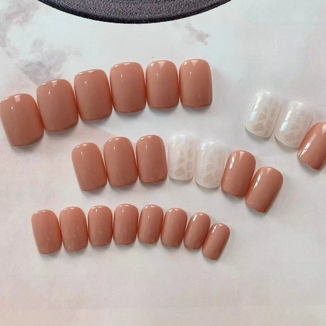 Elegant Press-On Nail Set with Decorative Gel Accents