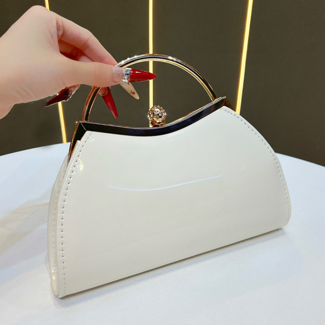 Vintage-Inspired Patent Leather Handbag