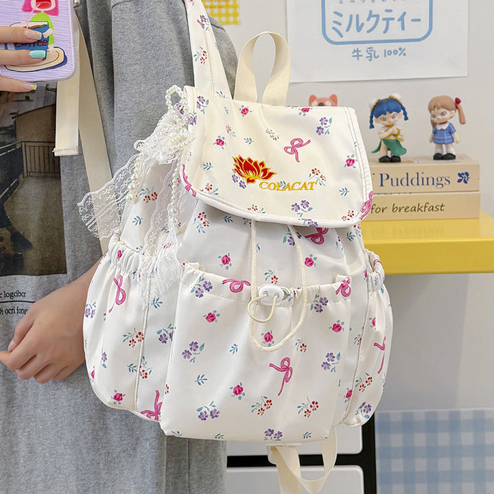 Floral-Embellished Drawstring Backpack Kalsten