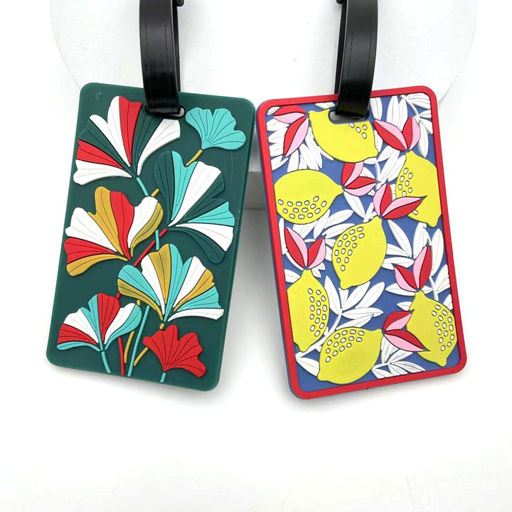 silicone tropical leaf luggage tag with embossed layered design Kalsten