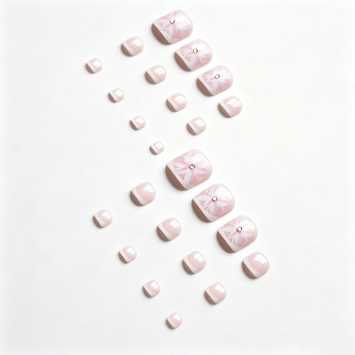 Detailed Floral Acrylic Nail Art