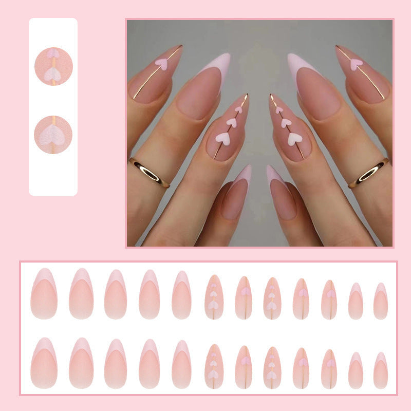 Heart-Embellished Acrylic Nail Extensions Kalsten
