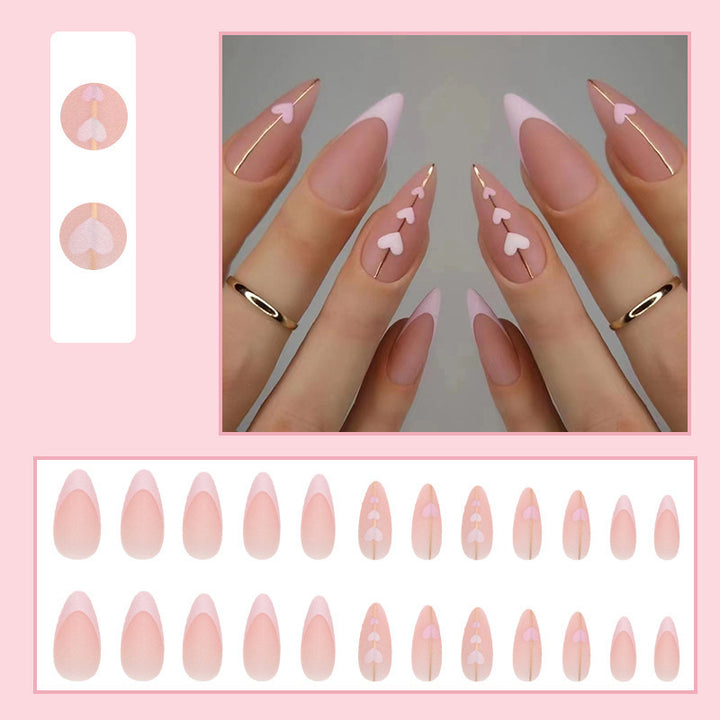 Heart-Embellished Acrylic Nail Extensions Kalsten