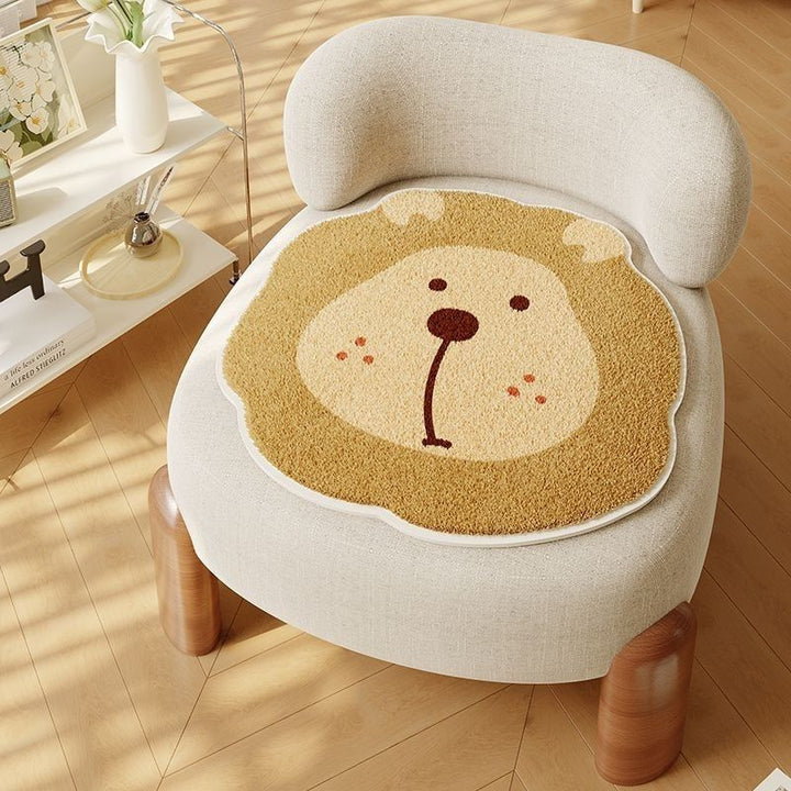 Scalloped-Edge Low-Pile Absorbent Accent Area Rug with Puppy Balloon Motif