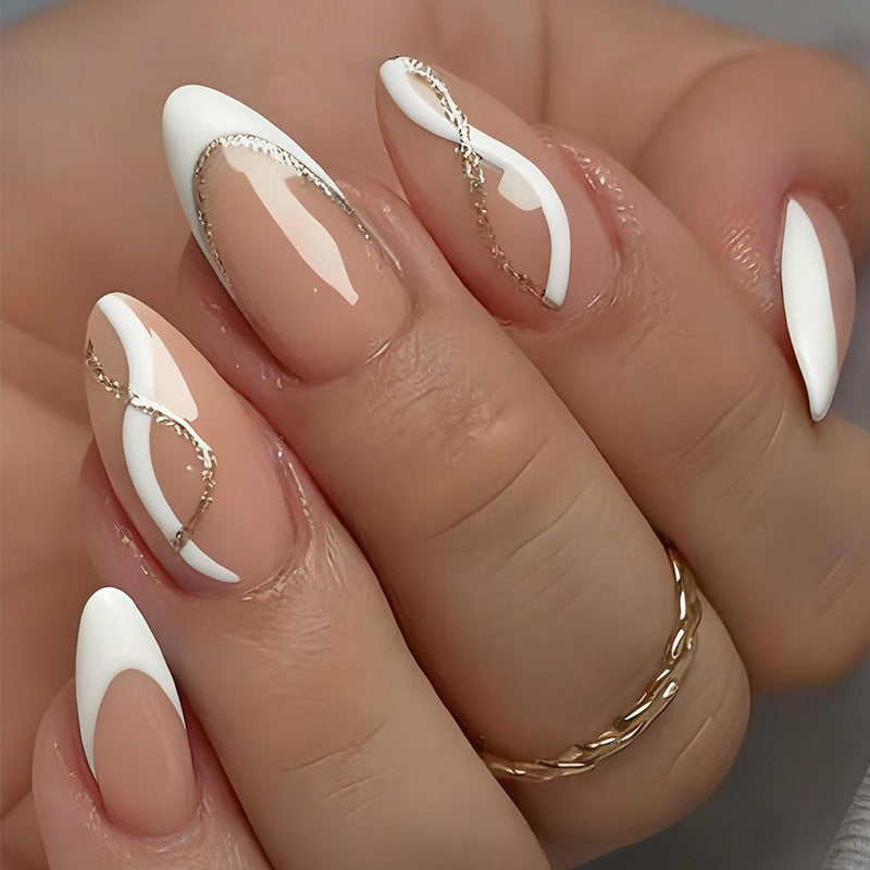 Nail art set with elegant lace design and glamorous accents Kalsten