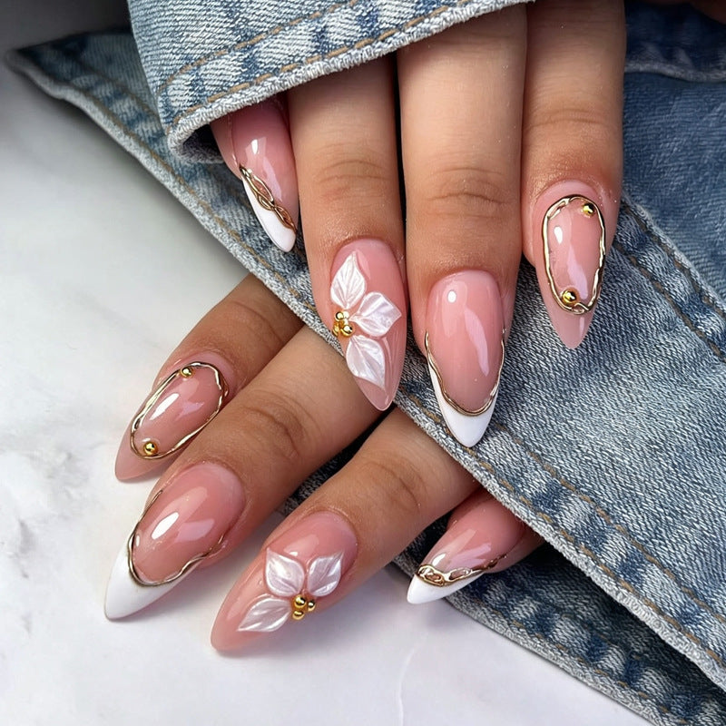 Elegant Floral Design Acrylic Nail Art Kalsten
