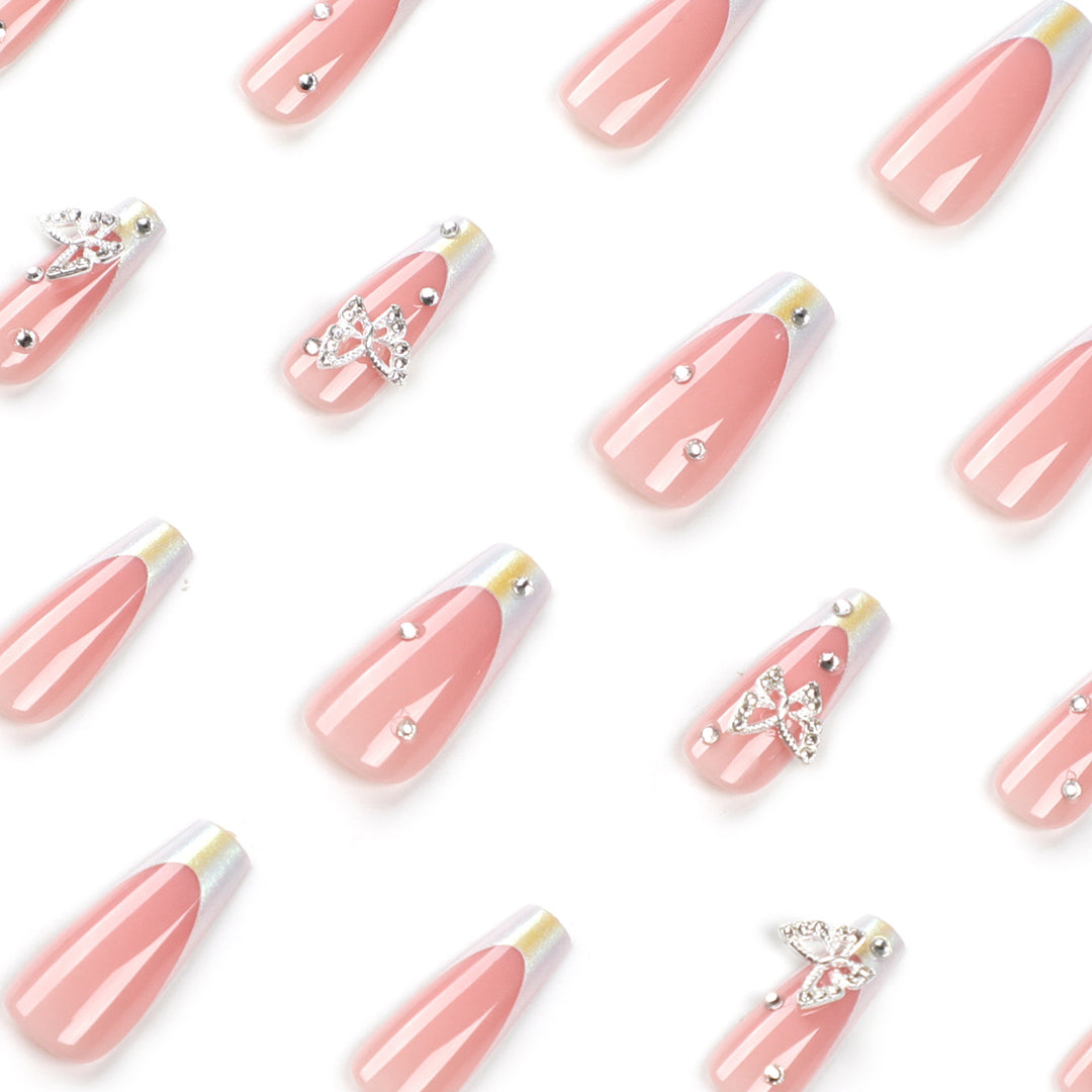 Artistic Gel Nails with Rhinestone Decorations Kalsten