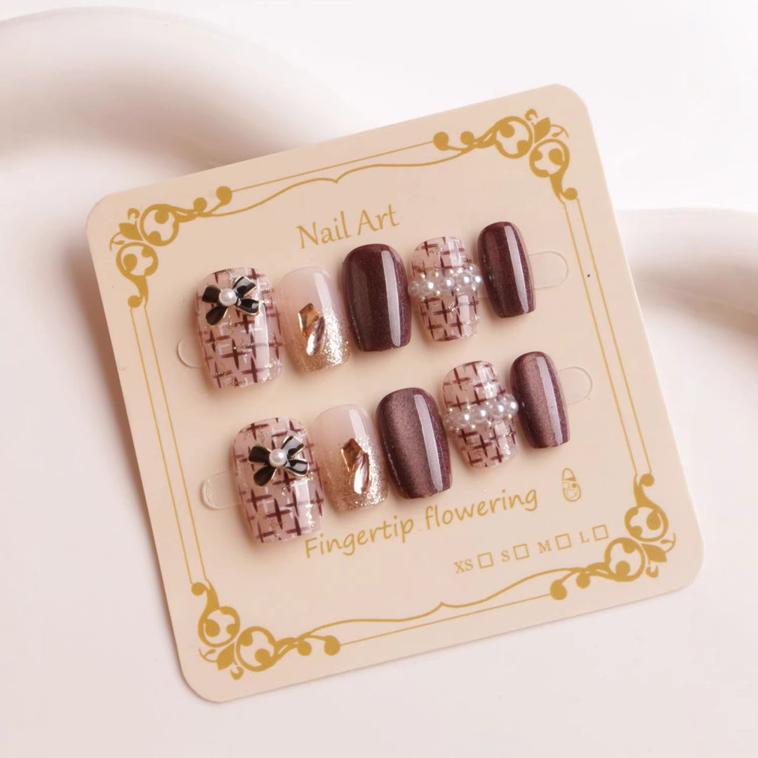 Decorative Floral Press-On Nail Art Kalsten