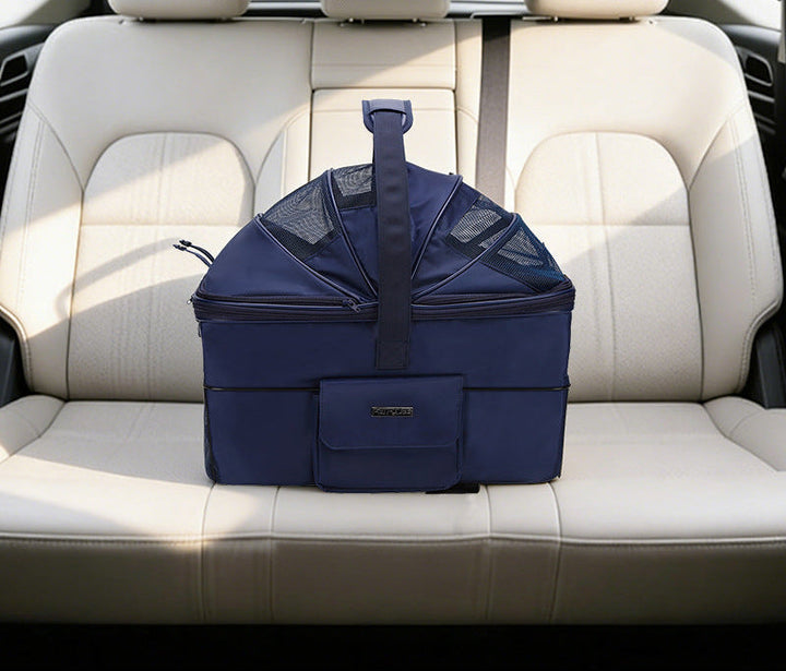 collapsible breathable pet carrier bag with reinforced base and padded handles Kalsten