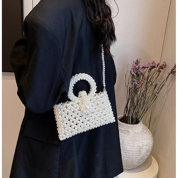 Elegant Pearl-Embellished Evening Handbag