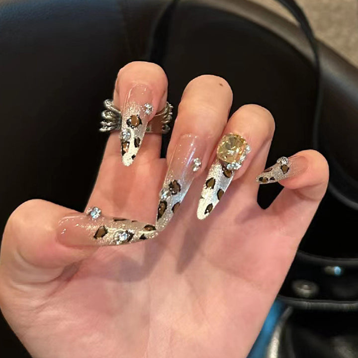 Stylish Press-On Nail Tips with Leopard Design Kalsten