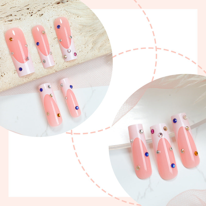Elegant Decorative Press-On Nail Set with Gem Accents kalsten