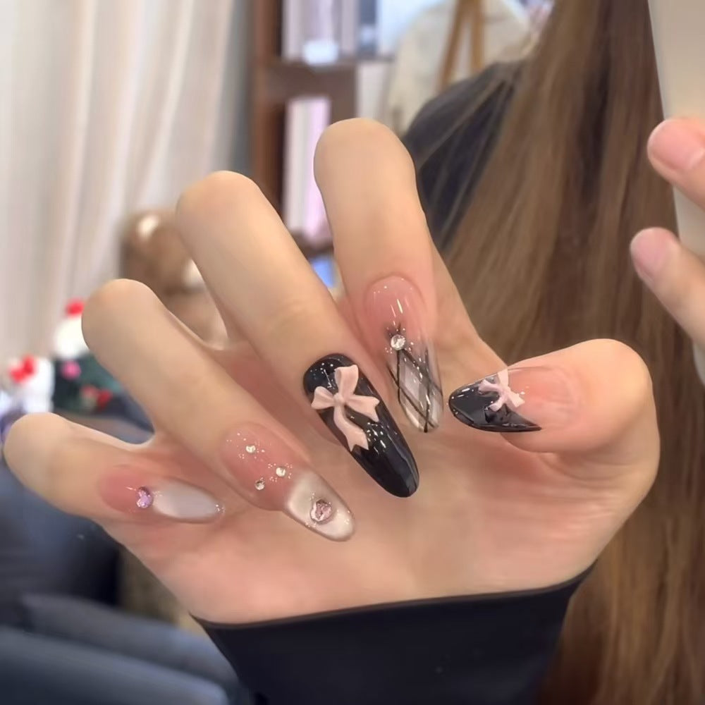 Ombre Stiletto Press-On Nail Art with Gem Accents Kalsten