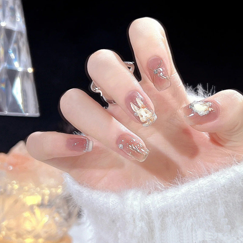 Glamorous Stiletto Press-On Nails with Crystal Accents Kalsten