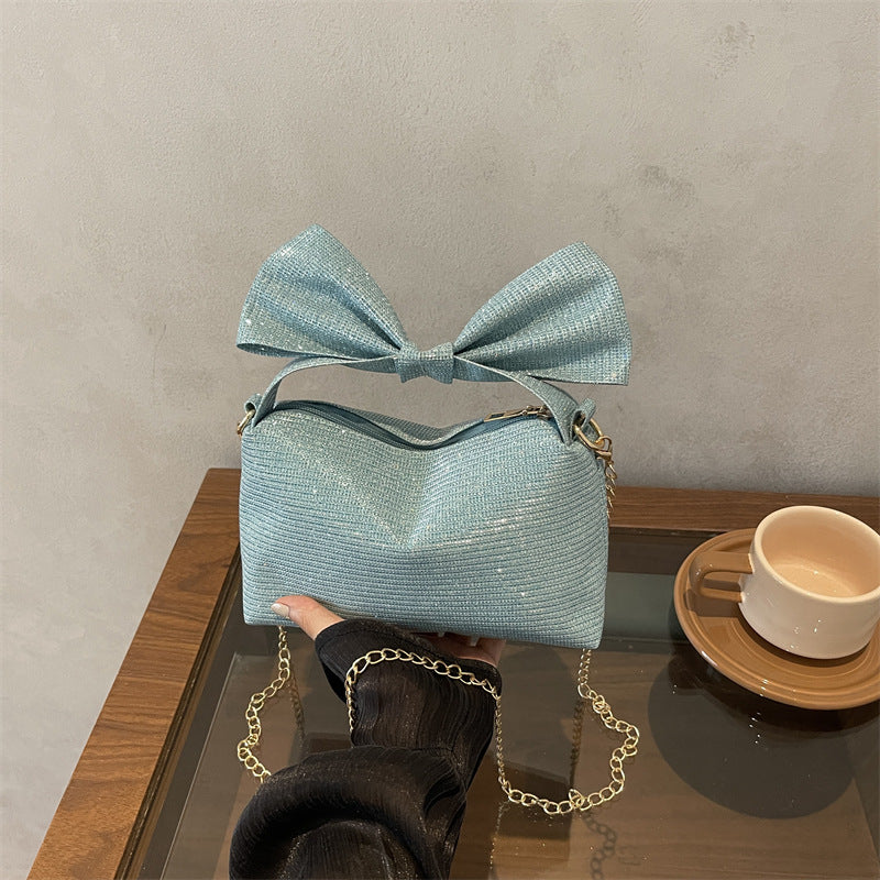 Bow-Accented Sparkling Handbag