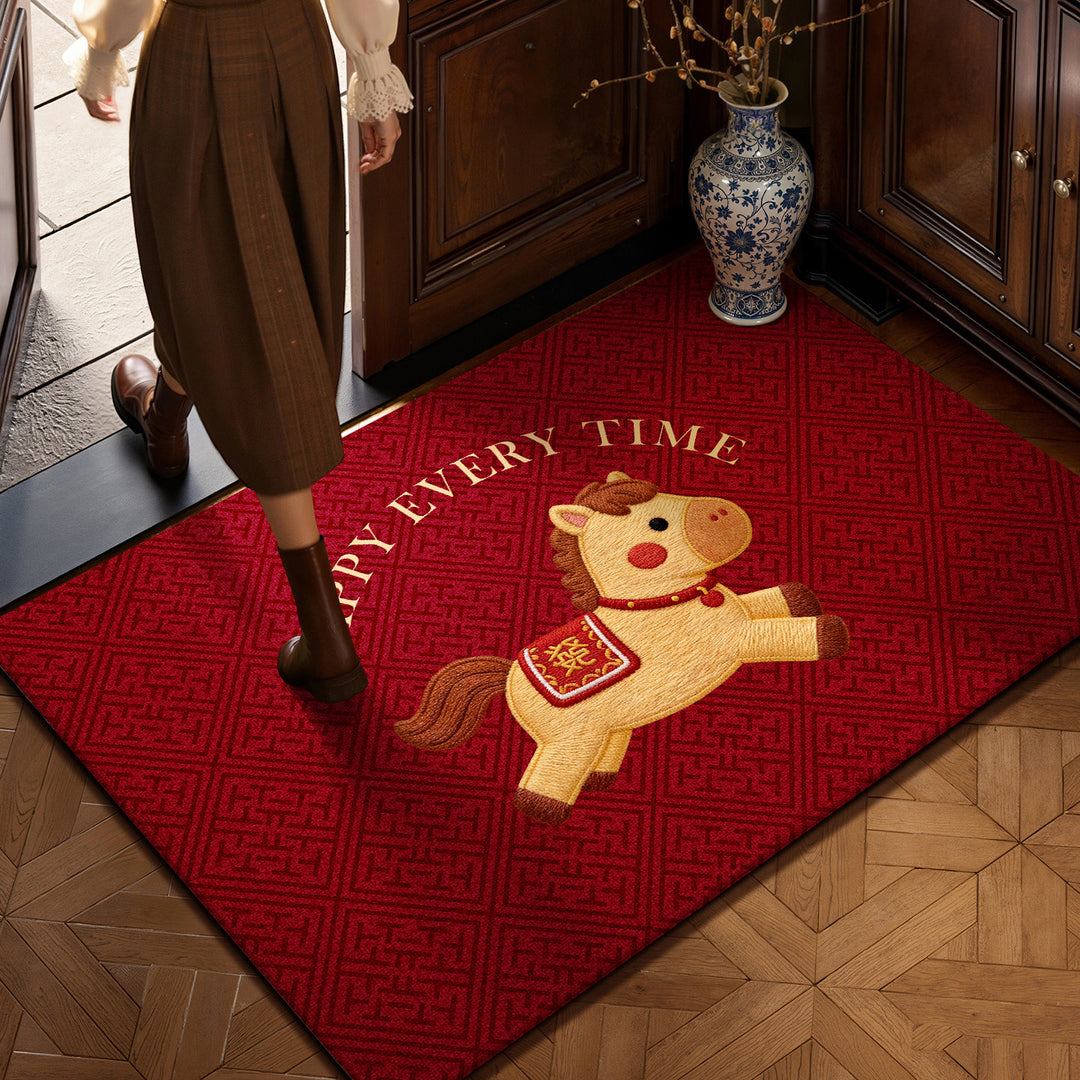 Decorative Welcome Mat with Playful Pony Design