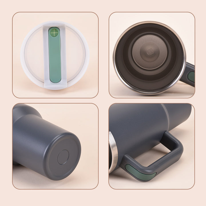 Stainless Steel Insulated Travel Tumbler With Ergonomic Handle And Bpa-Free Straw Lid