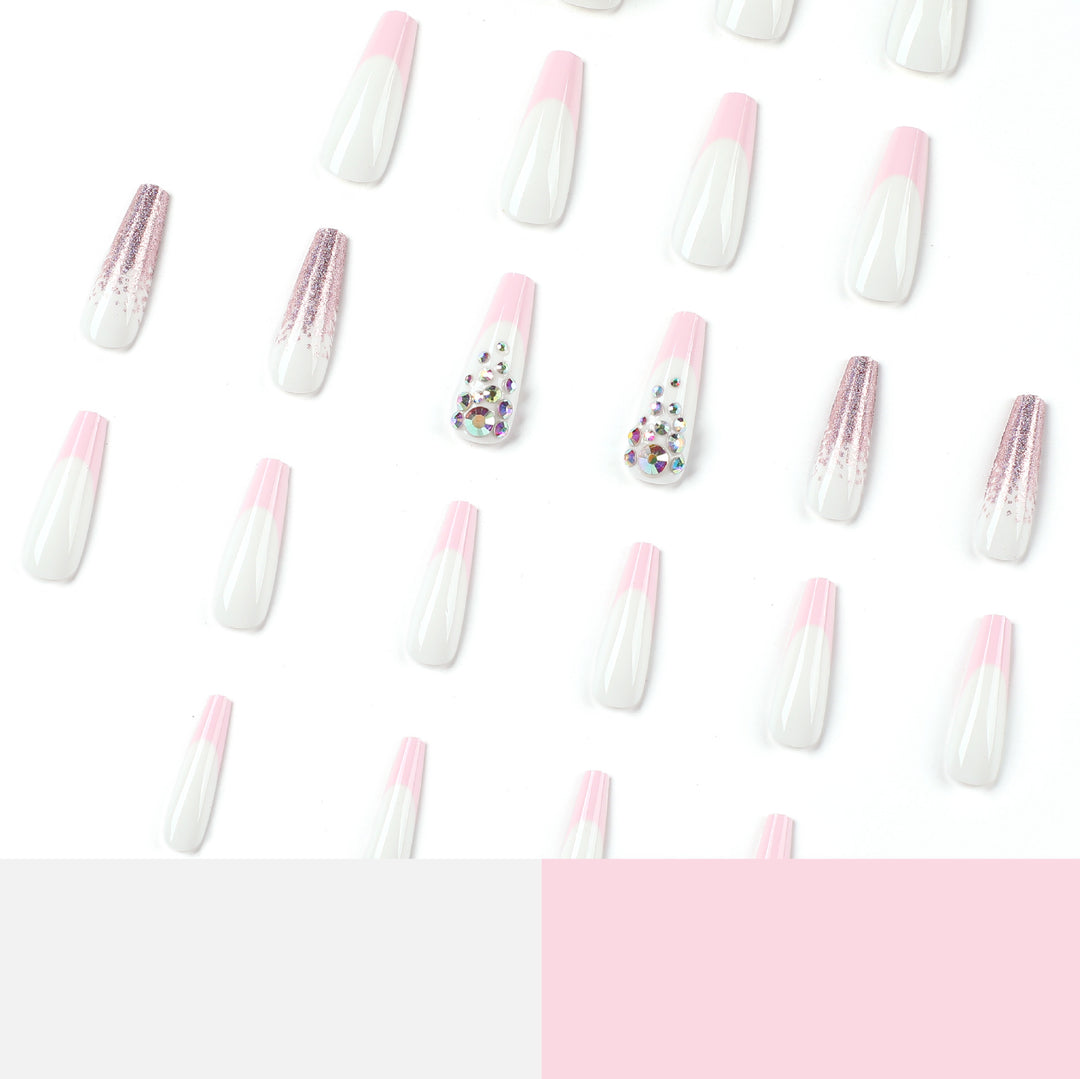 Artful Nail Extensions with Glitter and Rhinestone Decorations Kalsten
