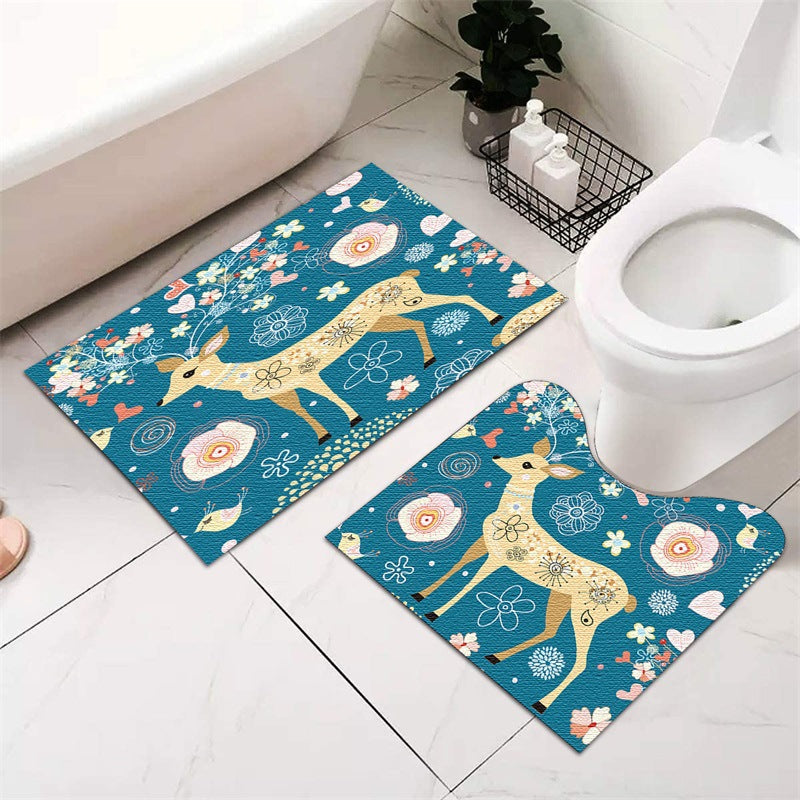 Festive Holiday-Themed Bathroom Mat Set