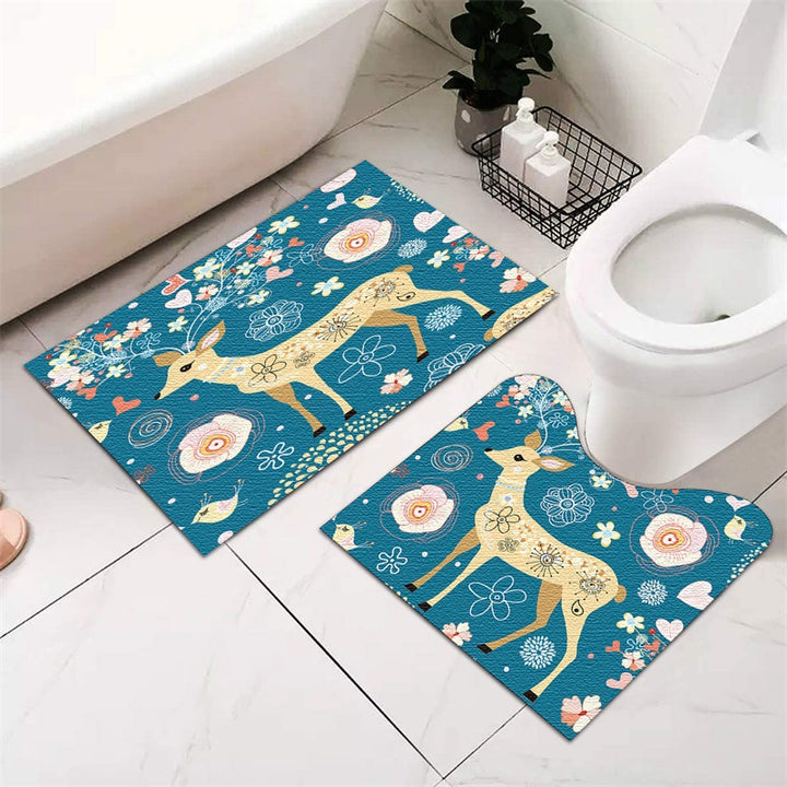 Festive Holiday-Themed Bathroom Mat Set