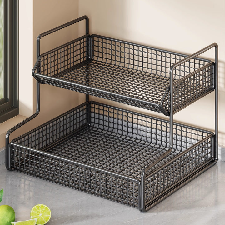 Multi-Tier Wire Mesh Kitchen Pantry Storage Organizer Rack