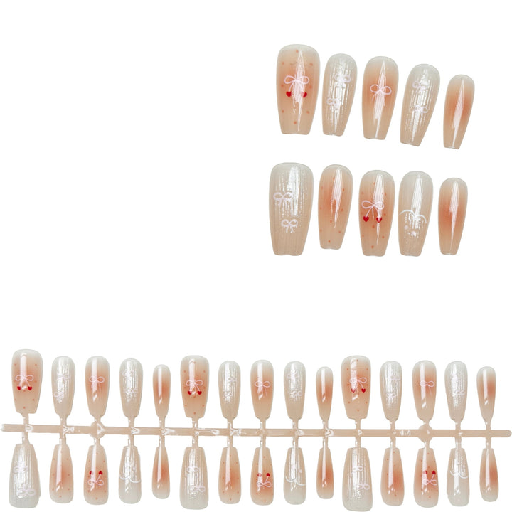 Decorative Press-On Nail Set with Elegant Bow Designs