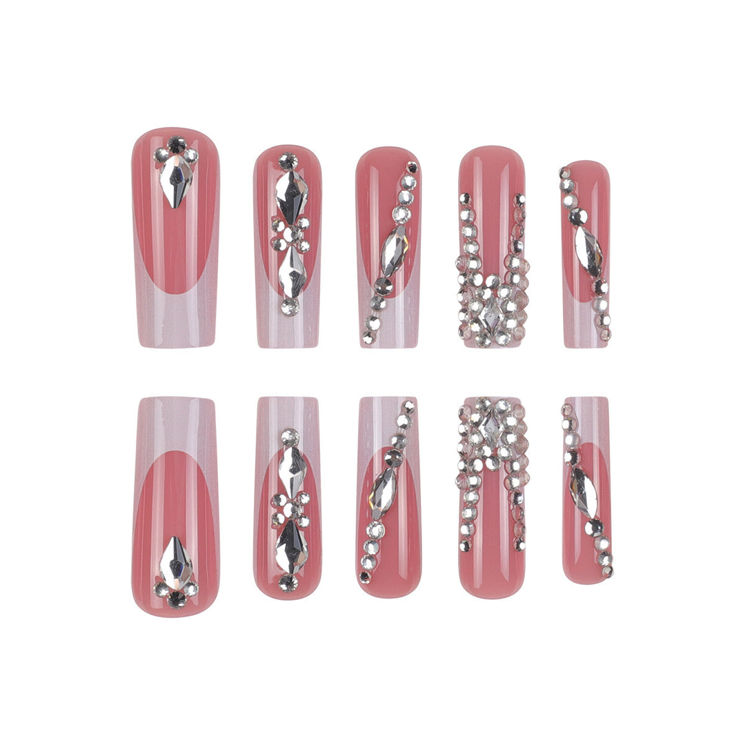 Decorative Rhinestone-Embellished Press-On Nails Kalsten