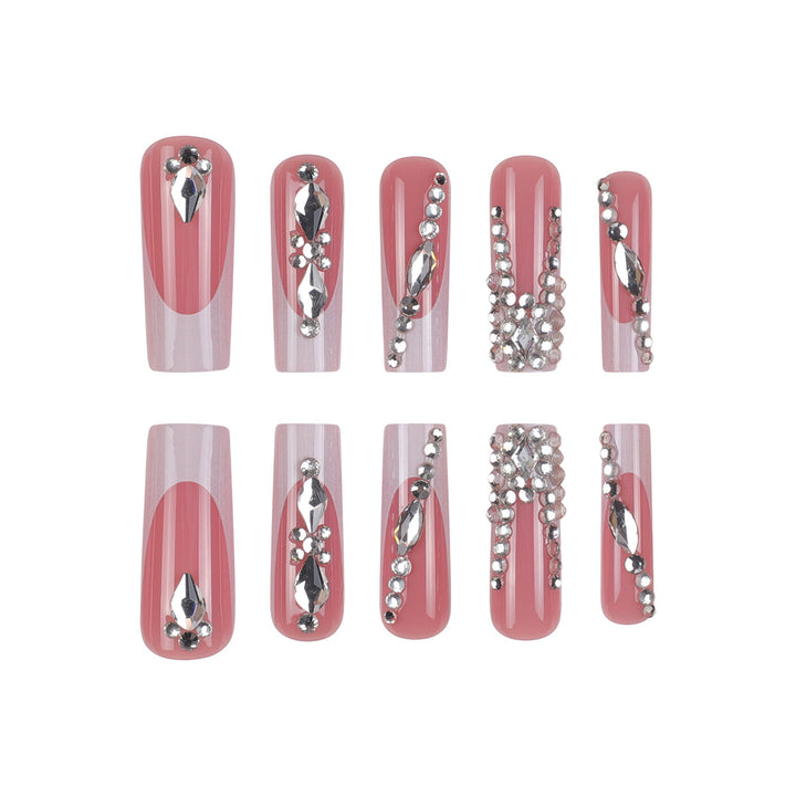 Decorative Rhinestone-Embellished Press-On Nails Kalsten