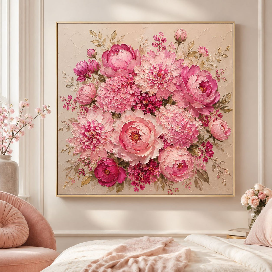 3D Textured Floral Canvas Artwork