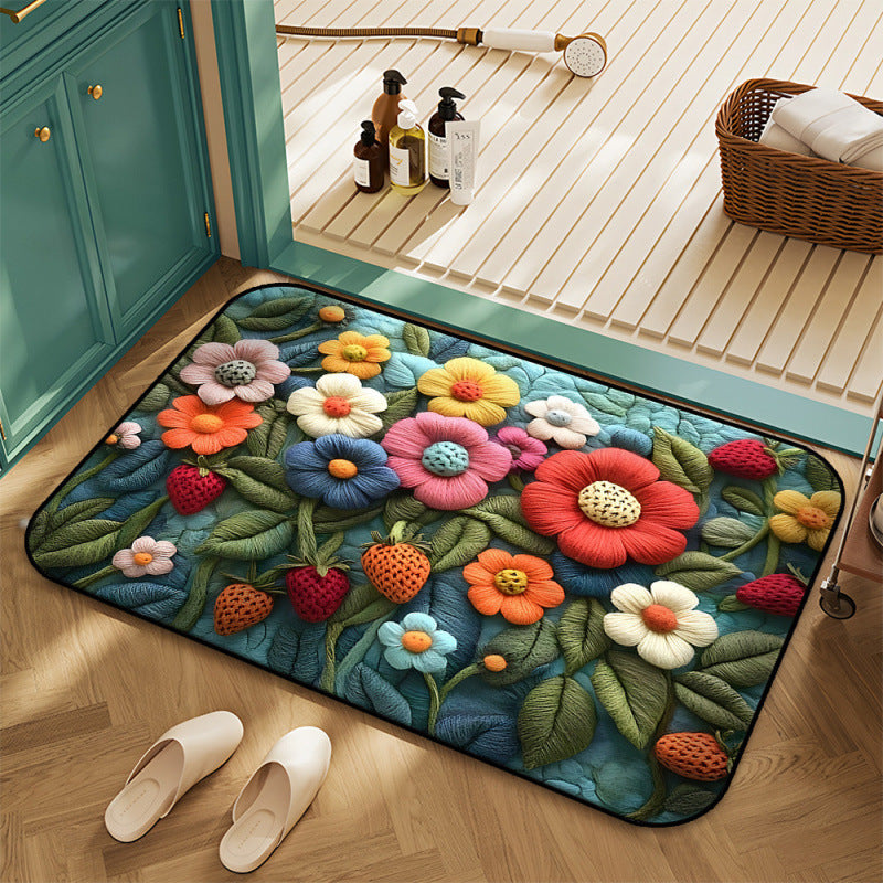 Floral Embroidered Area Rug Kalsten