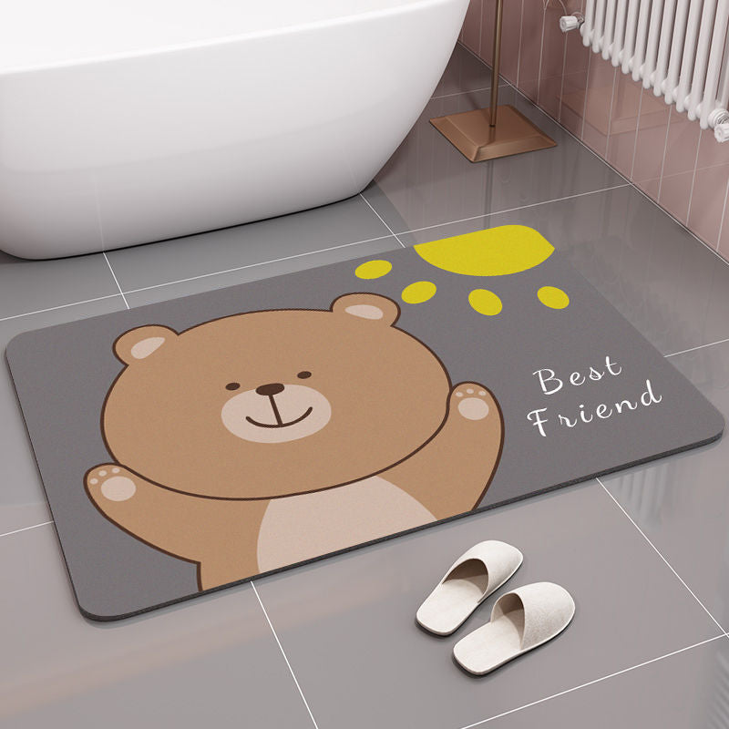 Cute Bear-Themed Bath Mat