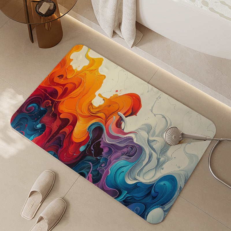Artistic Floral Print Bath Mat