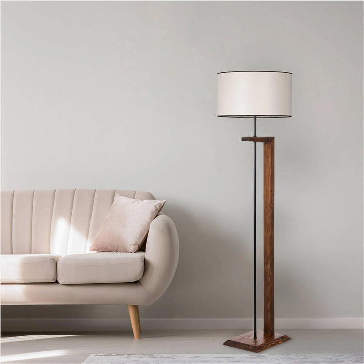 Floor Lamp with Modern Wood and Metal Design