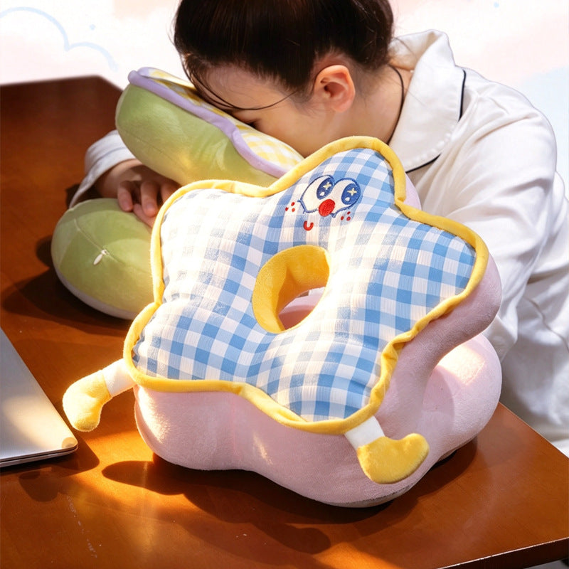 ergonomic orthopedic baby head pillow with hole and soft plush cover
