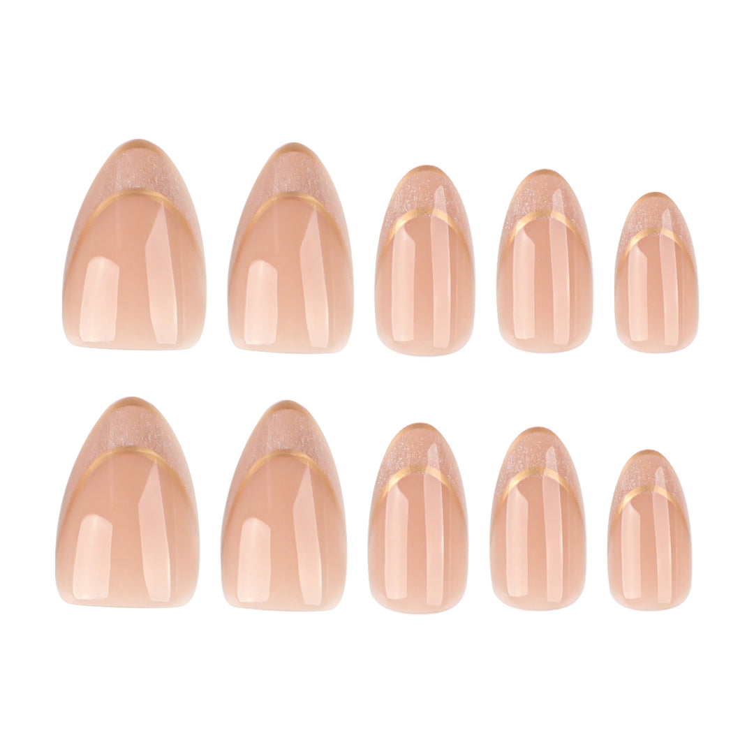 Elegant Gel Nails with Glitter and French Tip Decoration Kalsten