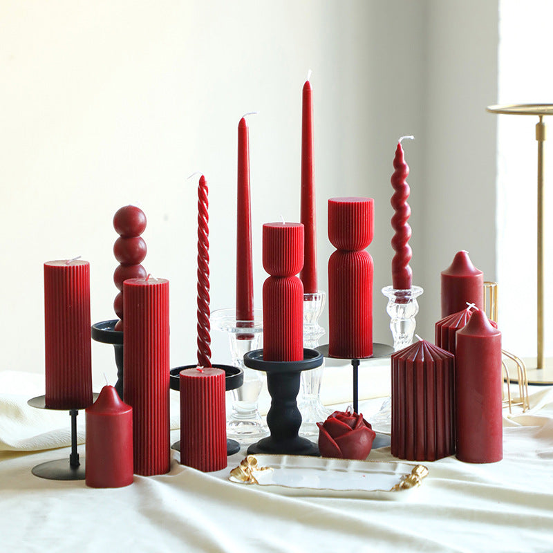 Ribbed Stacked Sphere Decorative Scented Pillar Candle With Long Cotton Wick