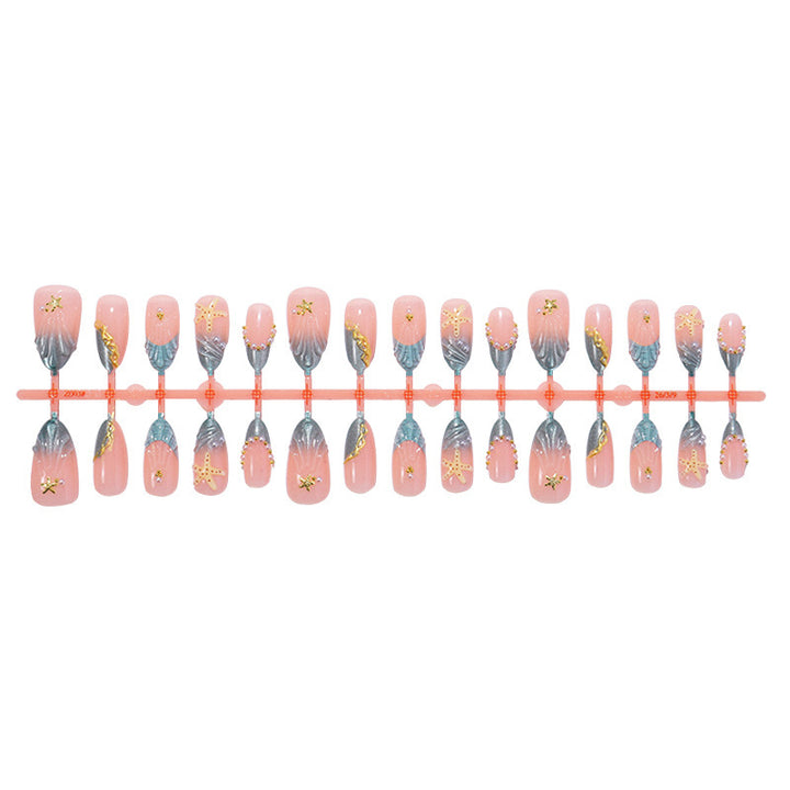 Artificial nail set with glamorous accents and delicate ombre effect Kalsten