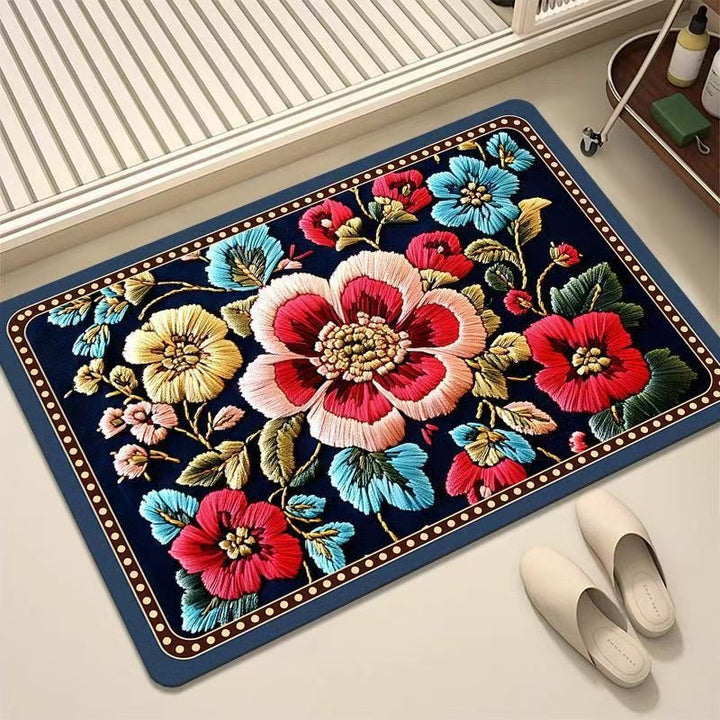 Luxurious Embroidered Floral Area Rug Kalsten