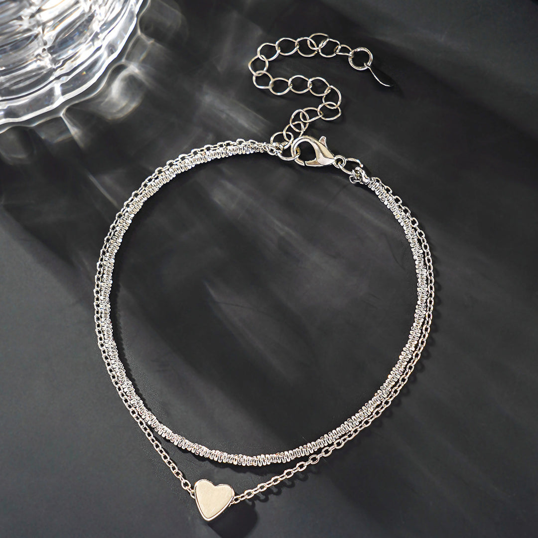 Two-Tone Heart Charm Anklet Kalsten