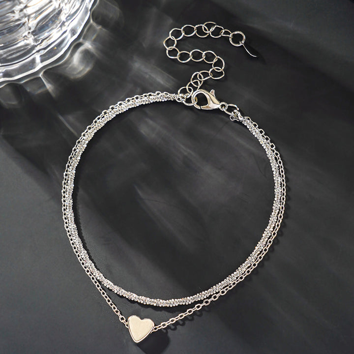 Two-Tone Heart Charm Anklet Kalsten