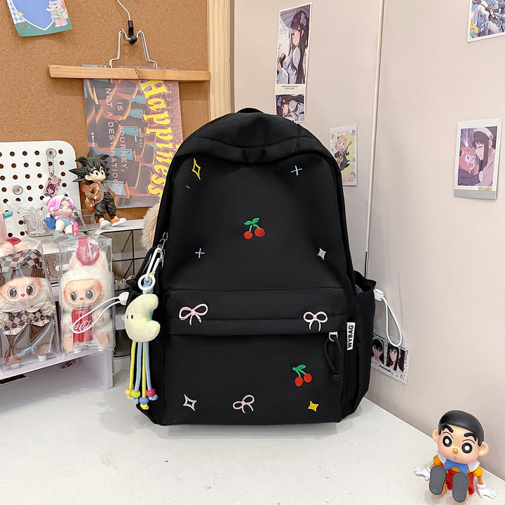 Cute Illustrated Cherry-Embellished Backpack Kalsten