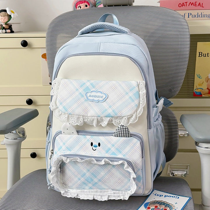 Stylish Multi-Pocket Backpack with Cute Decorative Accents Kalsten