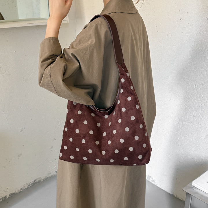 Polka Dot Suede Shopping Tote