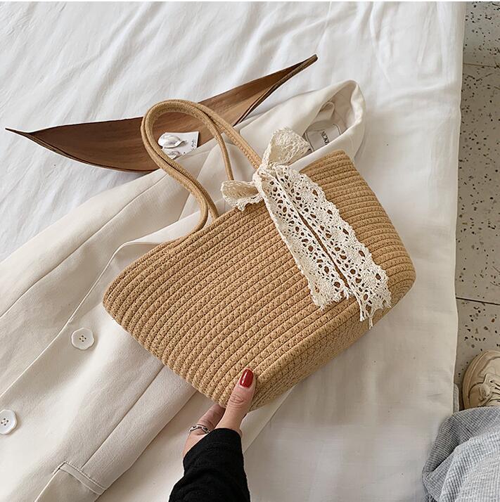 Elegant Bast Handbag with Lace Accent Kalsten