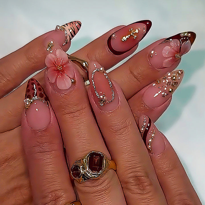 Creative nail art set with floral and glamorous accents Kalsten