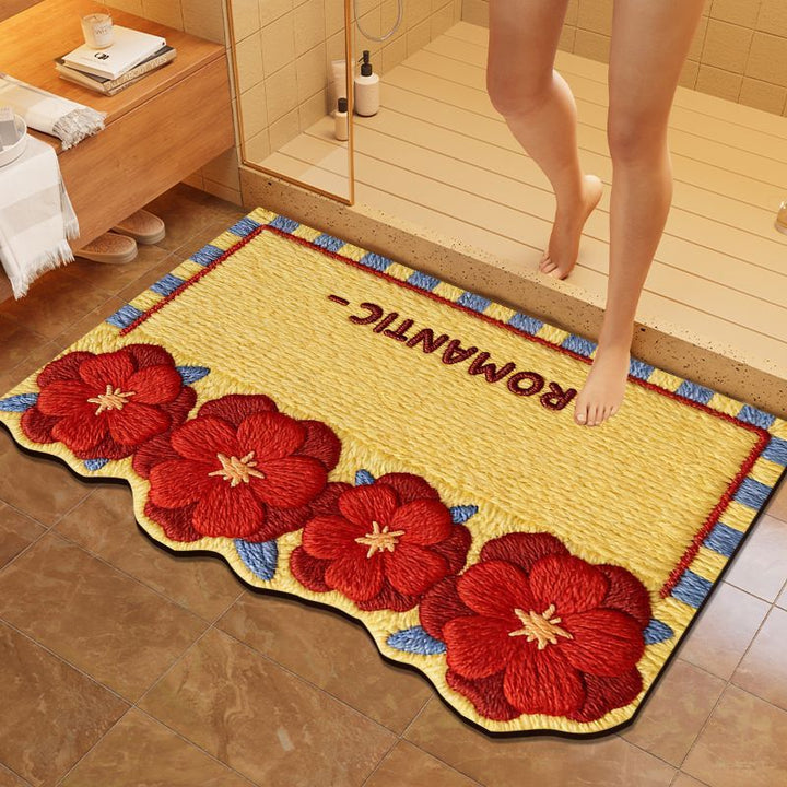 Floral Embroidered Bathroom Mat Kalsten