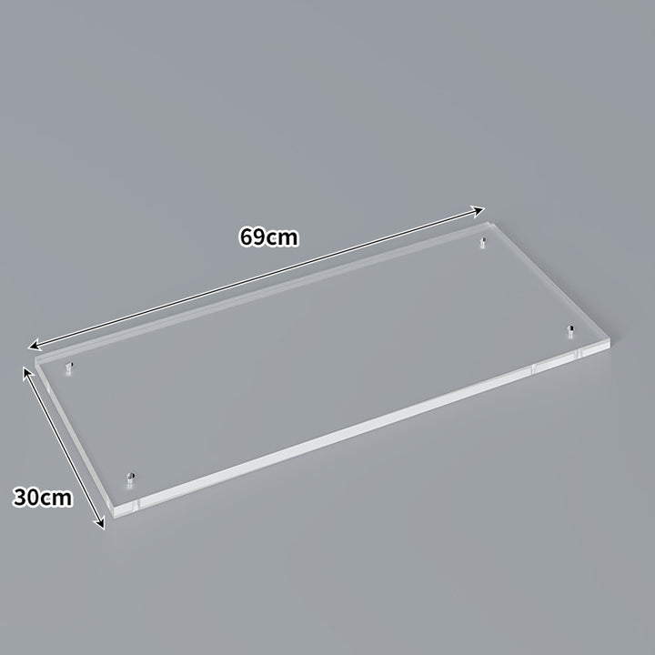 Large Wall-Mounted Clear Acrylic Floating Display Shelf Panel with Pre-Drilled Standoffs