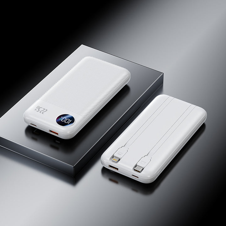 Portable power bank with integrated charging cable and digital charge level display Kalsten