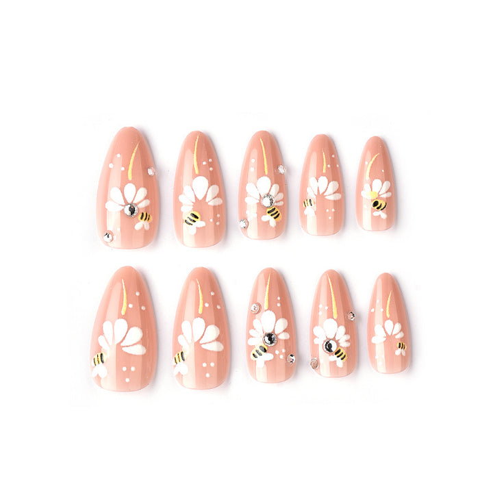 Decorative Floral and Bee Press-On Nail Art Set Kalsten