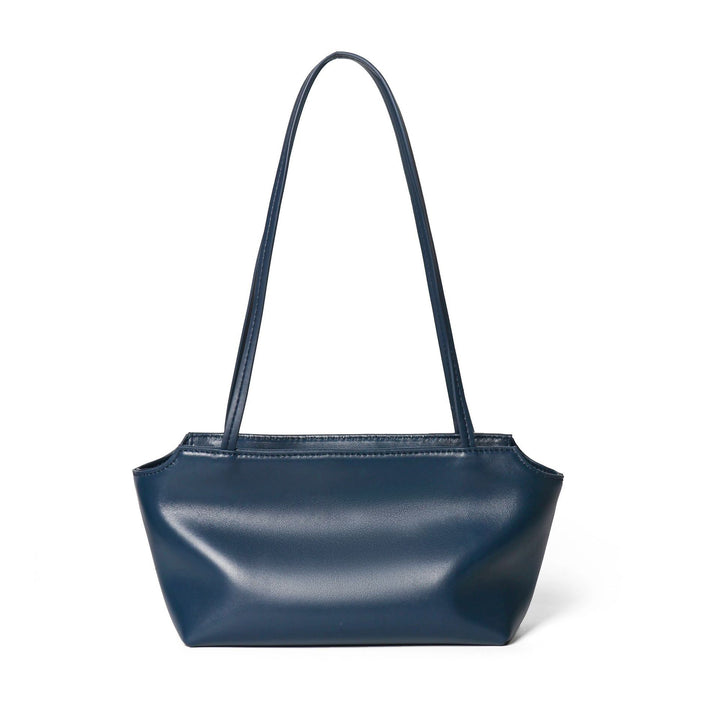 Structured Pebbled Faux-Leather Trapezoid Shoulder Tote with Double Slim Straps